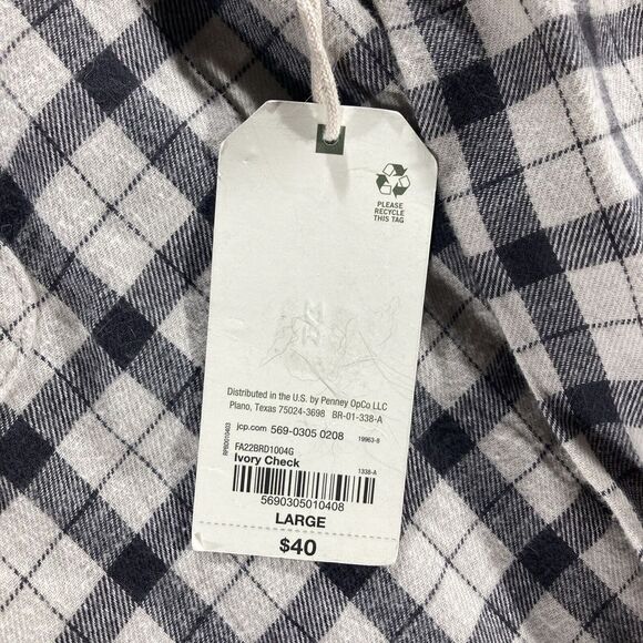 Mutual Weave Flannel Shirt Men's Size Large Ivory Check Plaid Long Sleeve Cotton - Picture 7 of 12